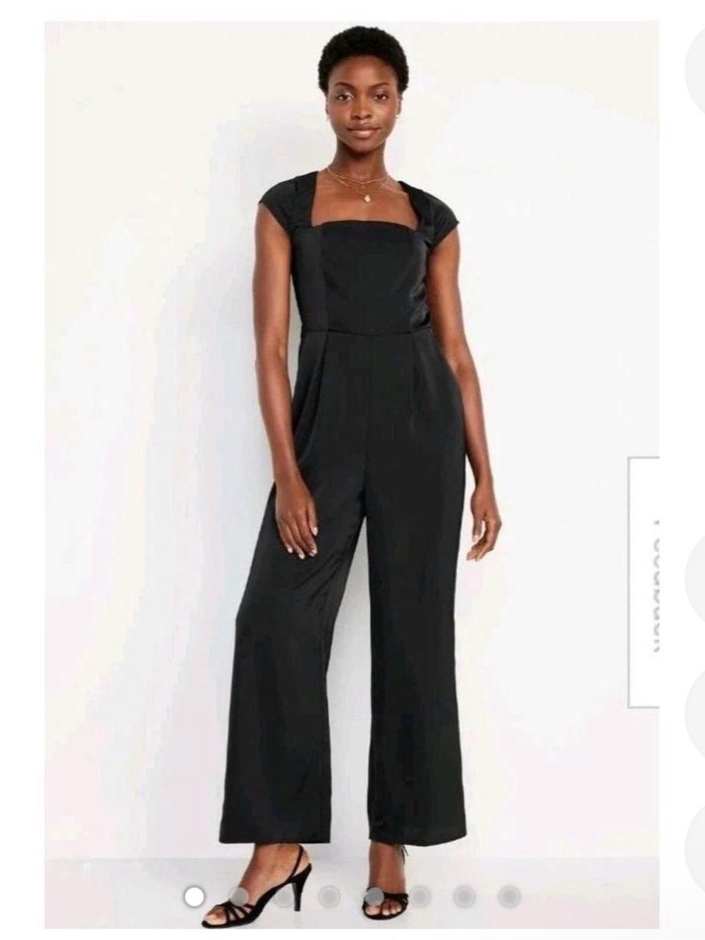 Old Navy Black Square-Neck Wide-Leg Jumpsuit with Cap Sleeves